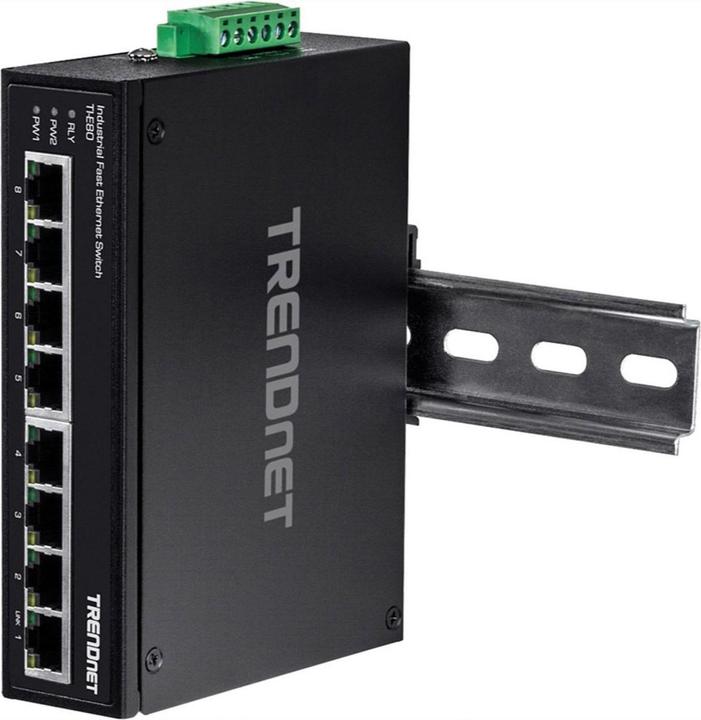 Actual product image Trendnet Industrial Switch 8 Port Fast Ethernet L2 DIN-Rail (8 ports)