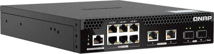 Productafbeelding QNAP QSW-M2106P-2S2T 6 poorten 2,5GbE RJ45 met PoE 802.3bt 90W (10 ports)