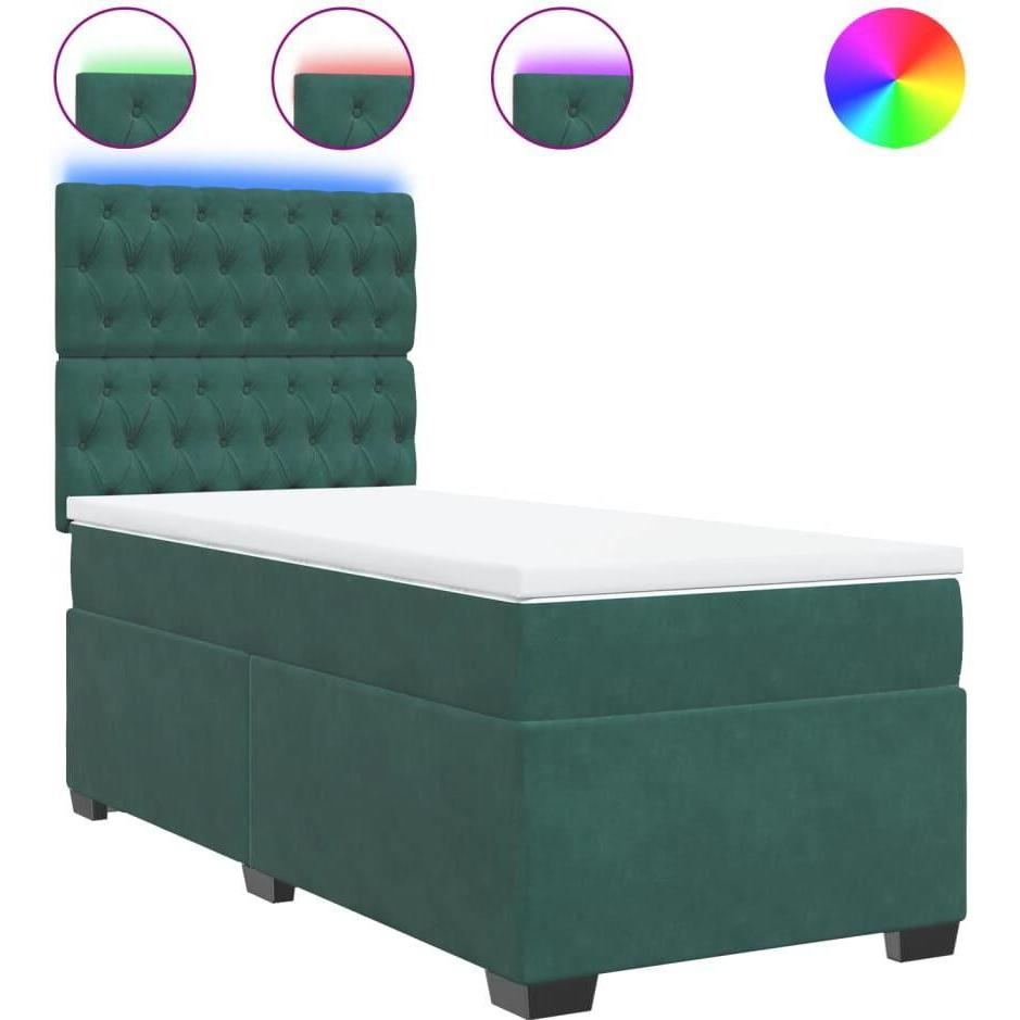 Thumbnail - VidaXL, Bett, Bo x springbett mit Matratze 90 x 190 cm Samt (90 x 190 cm)