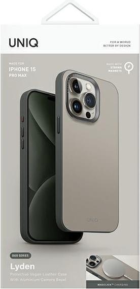 Actual product image Uniq case Lyden DS iPhone 15 Pro Max 6.7" Magclick Charging beżowo-zielony/ivory-lichen green (Apple iPhone 15 Pro Max)