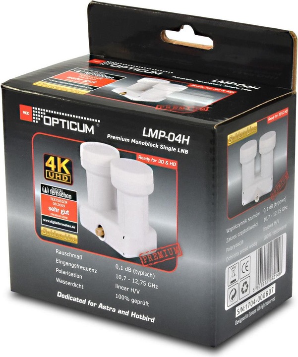 Immagine prodotto Opticum Monoblocco singolo LMP-04H (AH) 6° Astra Hotbird (Singolo LNB, 40mm)