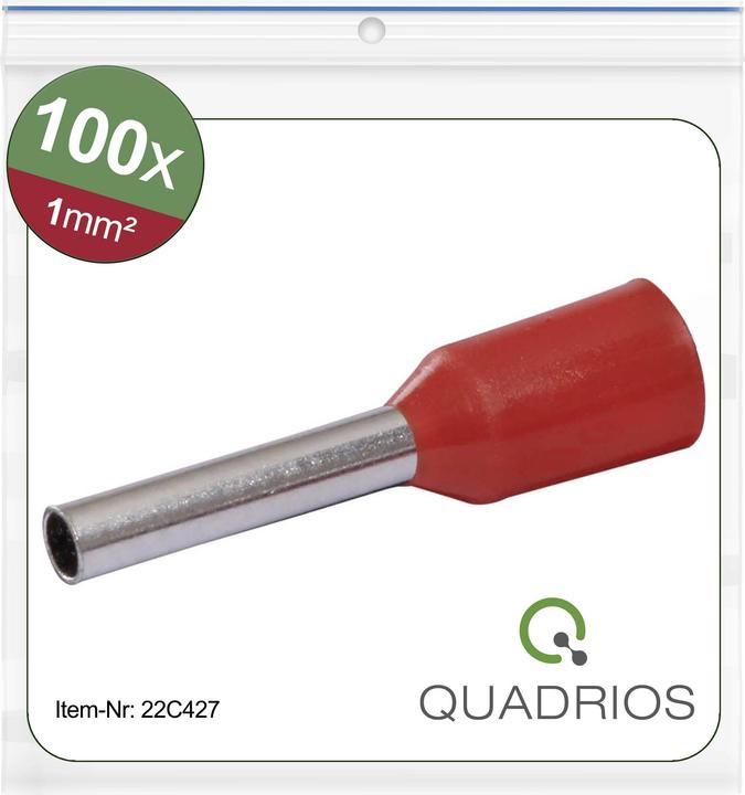 Produktbild Quadrios 22C427 Aderendhülse 1 mm² Teilisoliert Rot 1 Set