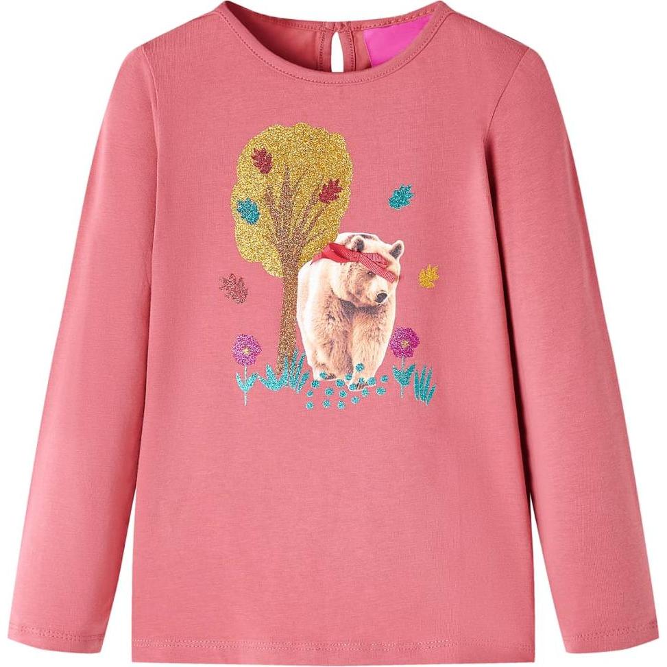 VidaXL, Jungen, Shirt, Kinder-Langarmshirt Altrosa 104,Material: 95 % Baumwolle. 5, Rosa, (104)