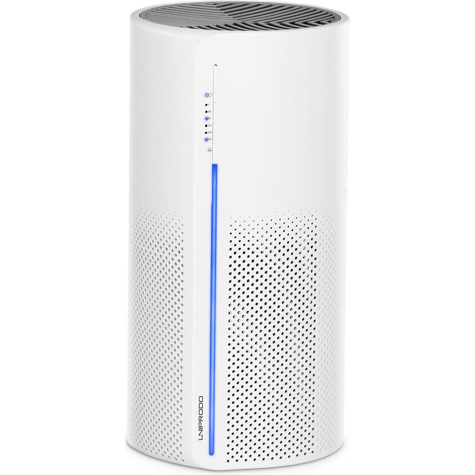 Uniprodo Luftreiniger Staub Luftwäscher Air Purifier HEPA-Filter Aktivkohlefilter 16 qm, Luftbefeuchter, Weiss