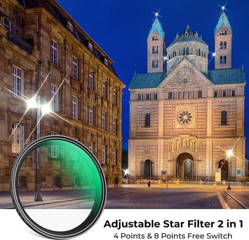 Produktbild K&F Concept 77MM Variable Star 4-8 Filter, 18 Layer Green Coated Optical Glass (77 mm)