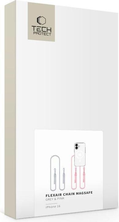 Actual product image Tech-Protect Flexair Chain Magsafe Iphone 16 Grau & Rosa (Apple iPhone 16)