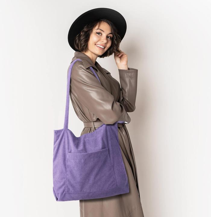 Produktbild Only-Bags.Store Kordtasche Umhängetasche mit Reissverschluss, Shopper Tasche Umhängetasche grosse Tragetasche