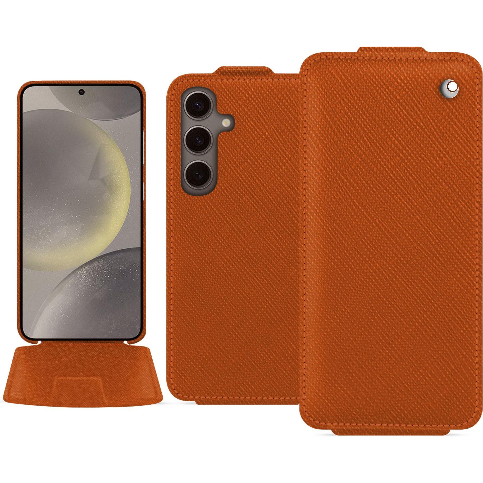 Noreve Lederschutzhülle vertikal (Samsung Galaxy S24), Smartphone Hülle, Orange