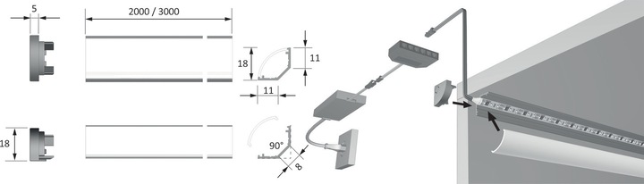 Immagine prodotto Halemeier LED ChannelLine H profilo, opal L=2000