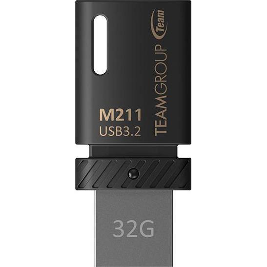 Team Group TEAMGROUP memory USB M211 32GB USB 3.2 Black (32 GB, USB-C, USB 3.2), USB Stick, Schwarz