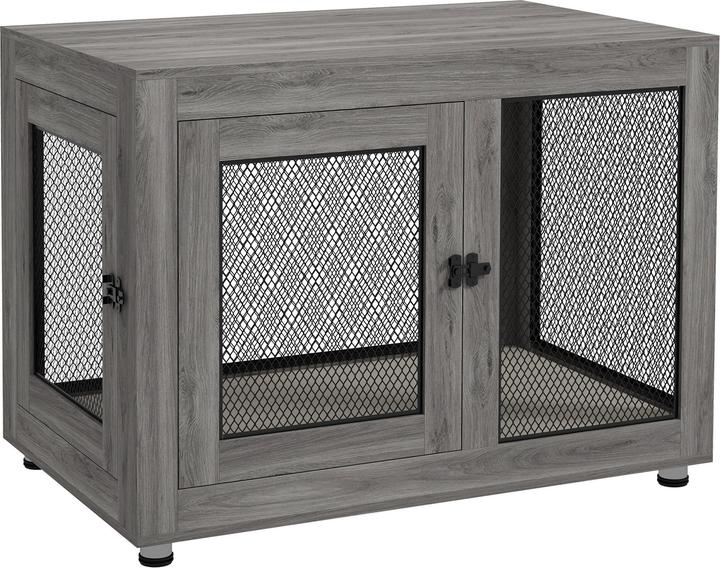 PawHut Hundekäfig Stahl, Spanplatte Grau (Hundezwinger)