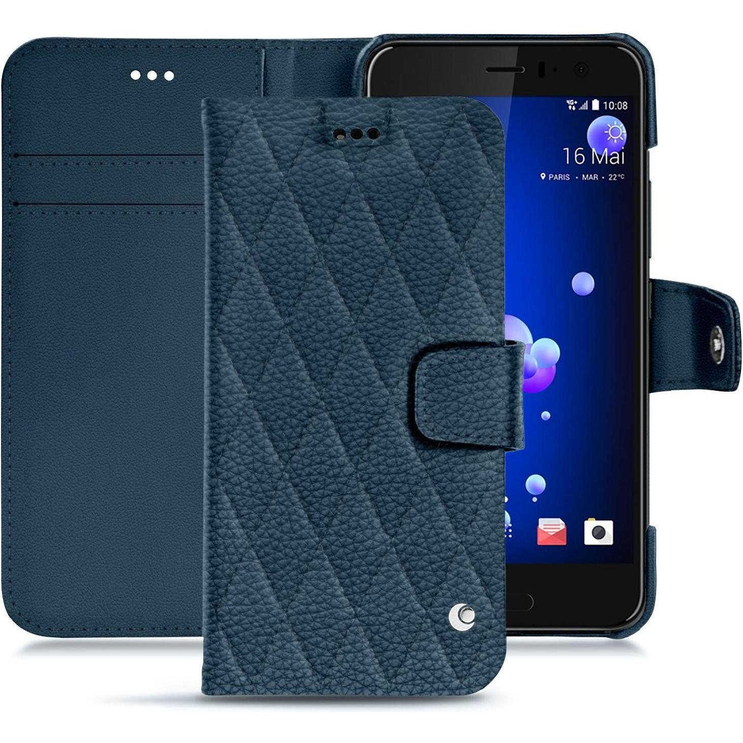 Noreve Lederschutzhülle Wallet (HTC U11), Smartphone Hülle, Blau