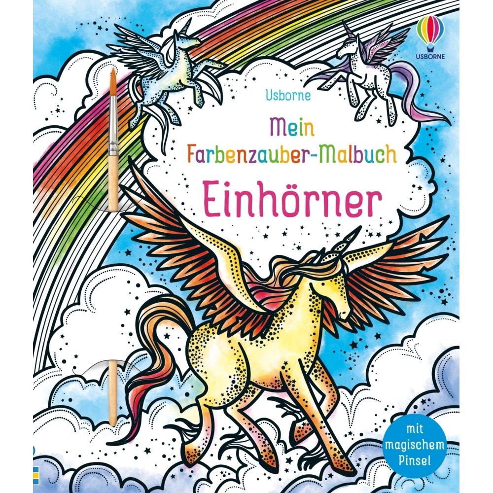 Usborne Publishing Mein Farbenzauber-Malbuch: Einhörner