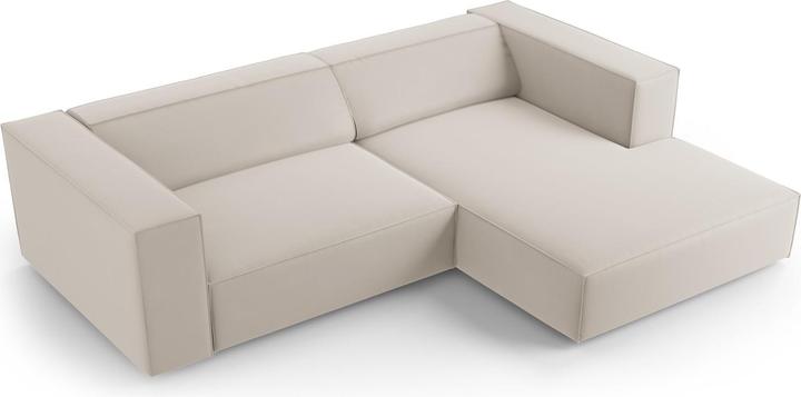 Actual product image Cosmopolitan Design Velvet Right Corner Sofa, "Arendal", 3 Seats, Ecru, 224x166x70 Made in Europe (3-seater, Corner sofa)