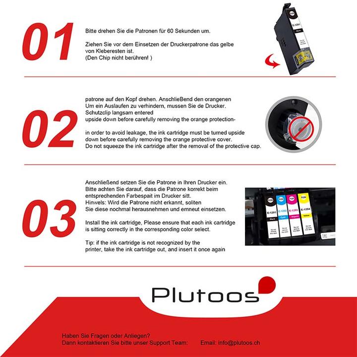 Produktbild Plutoos Epson T1291XL Patrone XXL kompatibel, Black C 13 T 12914010 (BK)