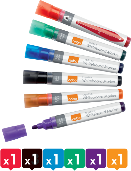 Produktbild Nobo Liquid Ink Boardmarker (Mehrfarbig, 3 mm, 6 x)