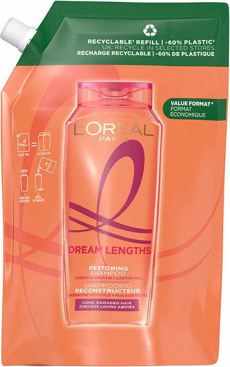 Immagine prodotto L'Oréal Paris L'Oreal Elvive Dream Long Reconstructive Shampoo Refill Eco Pack 500 Ml (Shampoo liquido, 500 ml)
