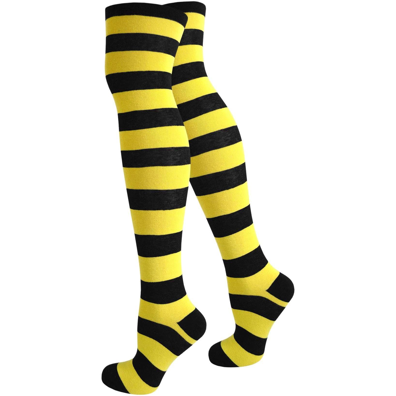 Normani, Herren, Socken, Overknees breite Ringel, Schwarz, Gelb, (Einzelpack, One Size)