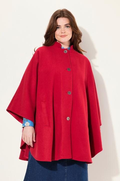 Actual product image Ulla Popken Cape-Style Button Close Poncho (50, 52, 54, 56)