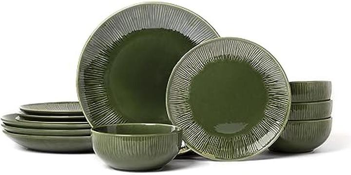 Immagine prodotto Mikasa Set da pranzo in gres Jardin 12 pezzi, verde (4 pz.)