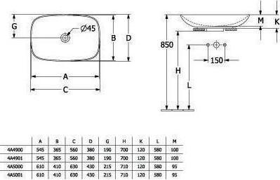 Immagine prodotto Villeroy & Boch V&B Lavabo da appoggio LOOP & FRIENDS con cassetta 560x380mm mandorla C+ (Lavandino montato in alto, 38 cm, 56 cm)
