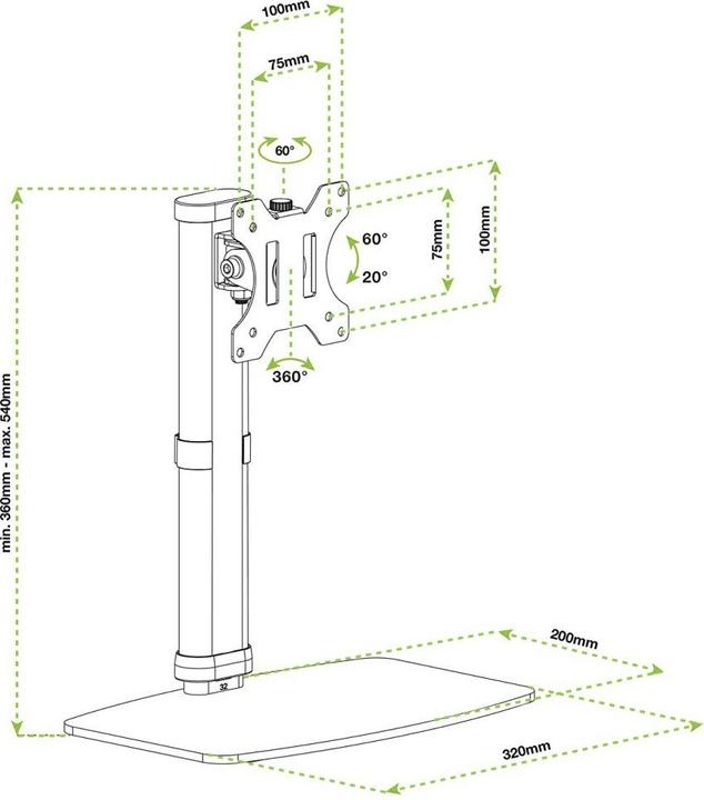 Actual product image Techly ICA-LCD-260 (Table, 27.01")