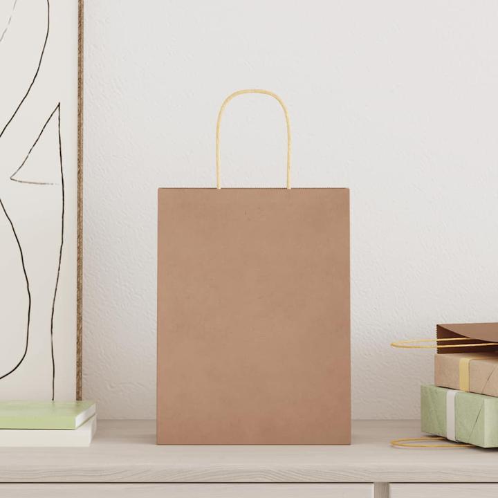 Immagine prodotto VidaXL Sacchetti di carta kraft 50 pezzi con manico marrone 22x11x28 cm (Borsa da regalo, 50 x)