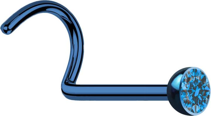 Image du produit Star Piercing Clous de nez courbes bleu foncé avec cristal bleu clair (sans laiton, Acier chirurgical 316L)