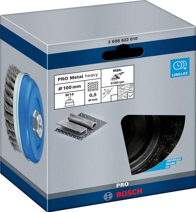 Produktbild Bosch Professional Zubehör PRO Metal heavy Topfbürste, 100 x 0,5 mm, Gewinde (P100)