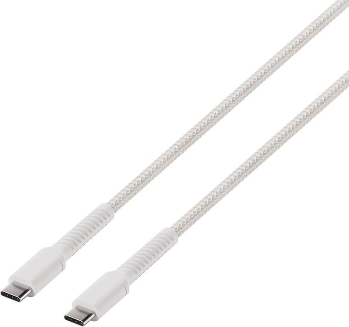 Produktbild Vivanco Longlife USB-C Kabel, Nylon, USB-C Stecker <> USB-C Stecker, max. 60W, weiss, 0,50m (0.50 m, USB 3.0)