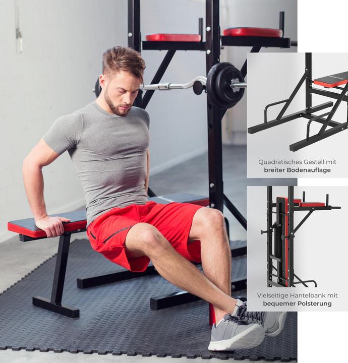 Actual product image tectake Power tower with pull up bar and weight bench Reeves