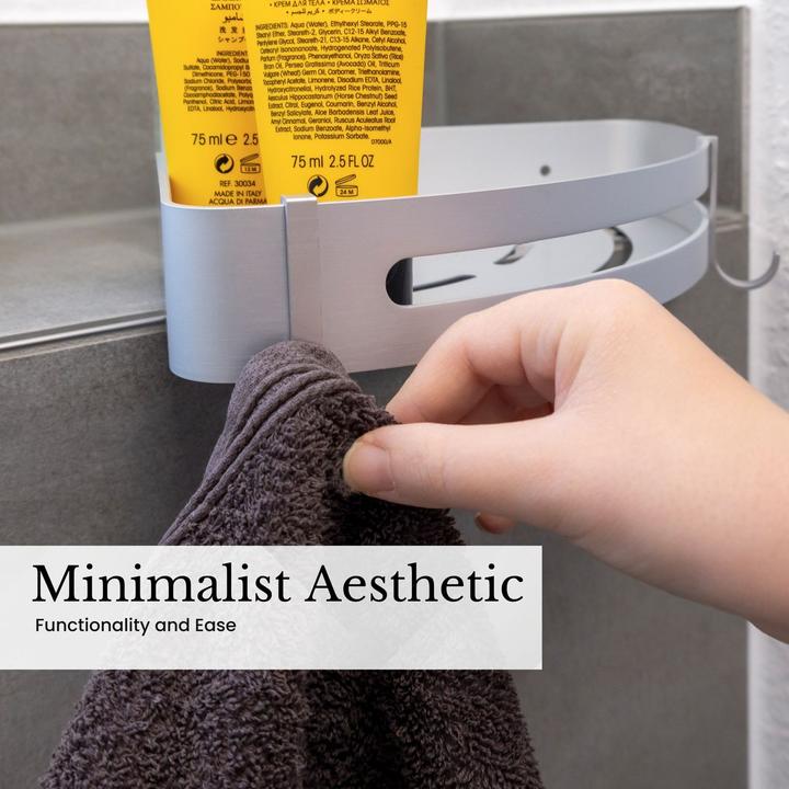 Actual product image Intirilife Shower tray with 2 hooks for drilling or gluing