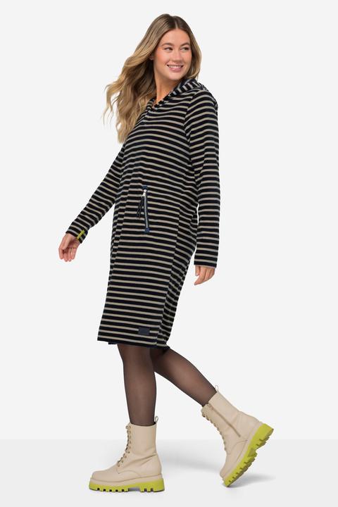 Produktbild Laurasøn Kleid, geringelter Fleece, Midilänge, Kapuze, Langarm, OEKO-TEX (S)