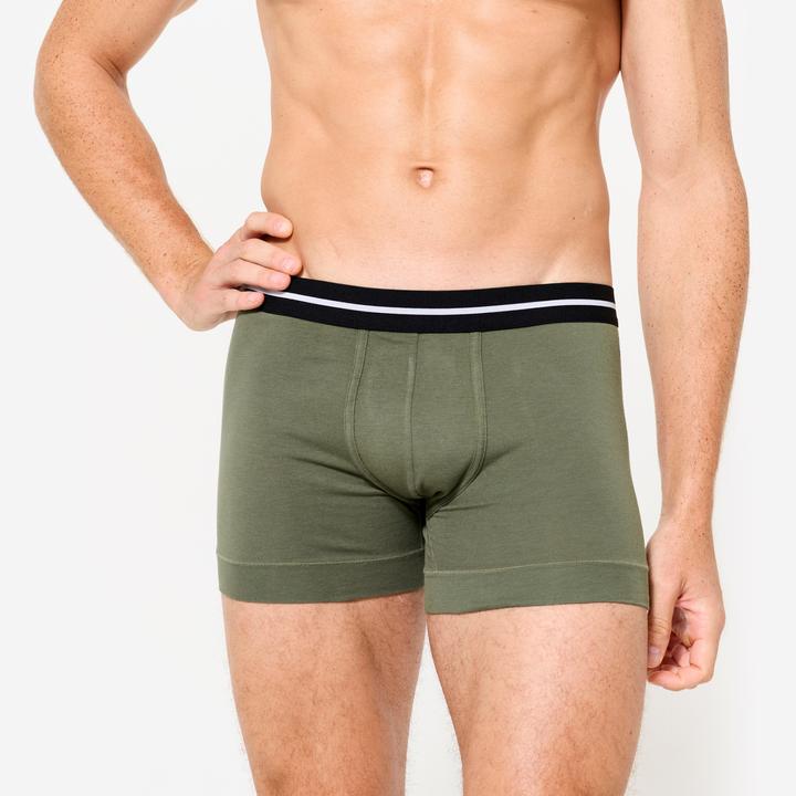 Produktbild Domyos Sport-Boxershorts Herren hoher Baumwollanteil 2er-Pack - grün/grau (XXL, 2er Pack)