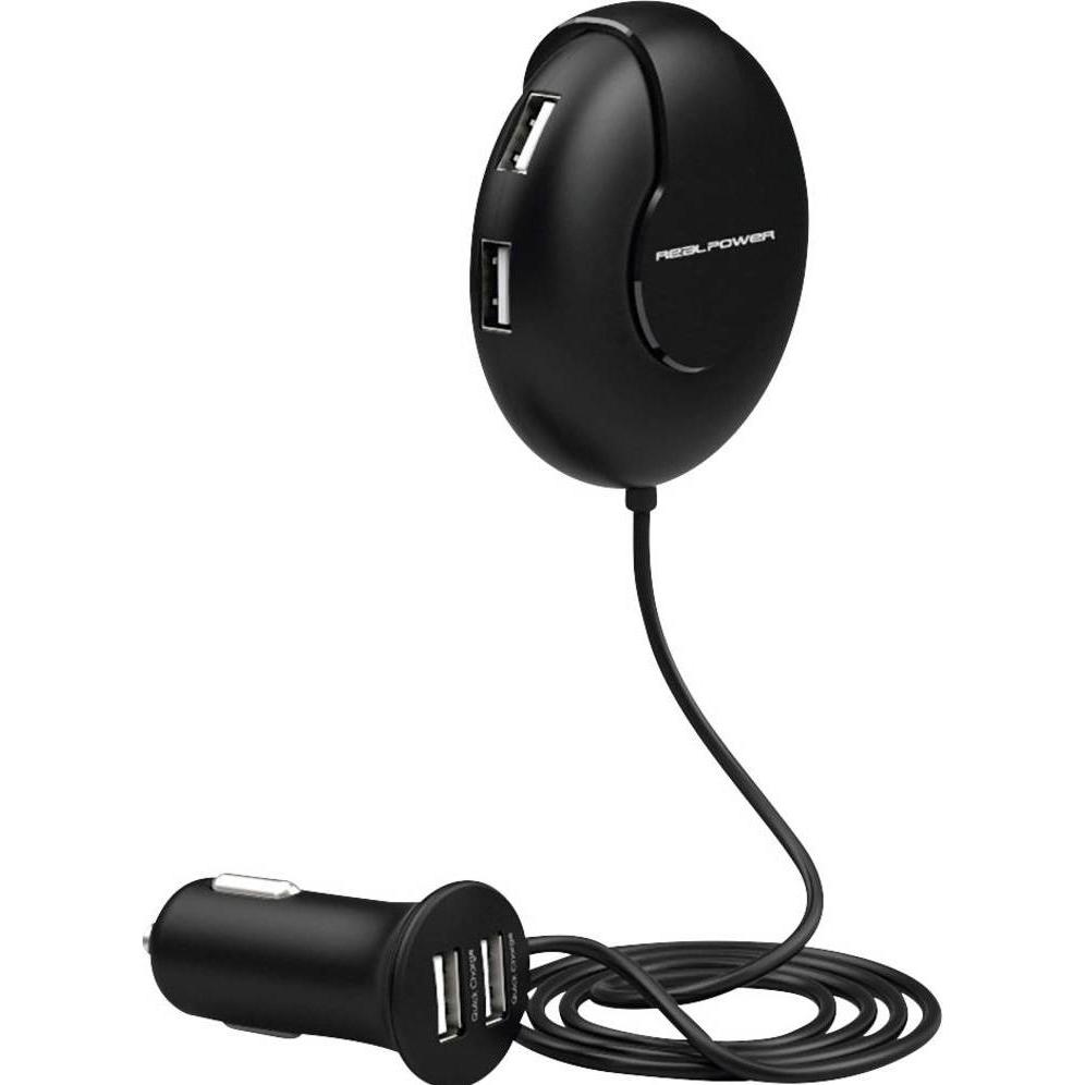 RealPower Ultron Ladegeräte Ladegerät für Mobilgeräte, Auto Adapter, Schwarz