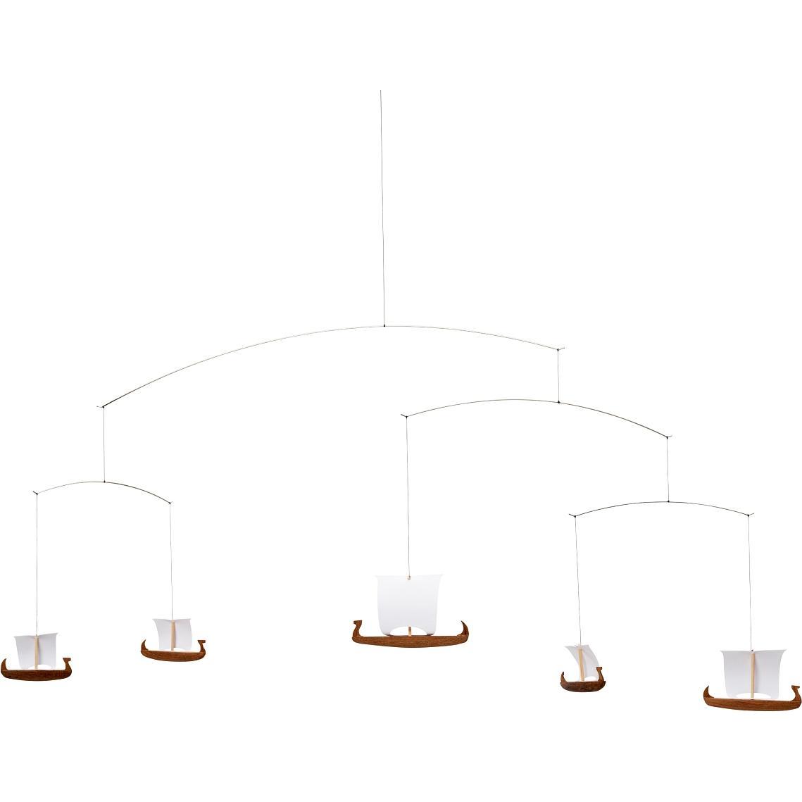 Flensted Mobiles, Babymobile, Fünf Wikingerschiffe Mobile mit Geschenkbox