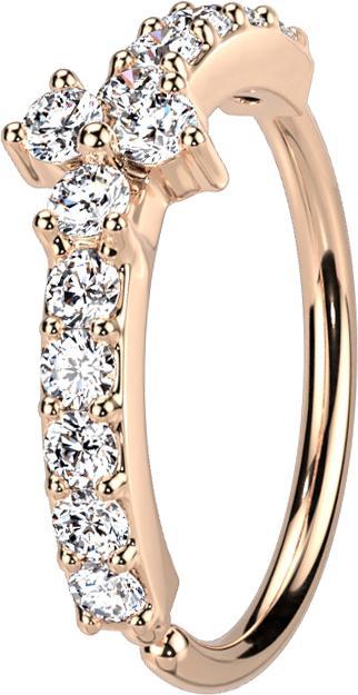 Immagine prodotto Star Piercing Anello micro piercing oro rosa fiocco di cristallo argento tre cristalli (Ottone)