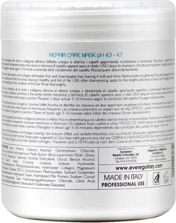 Valori nutrizionali e ingredienti Ever Ego Latte di riparazione Maschera al collagene 1000ml 33,8oz (1000 ml)