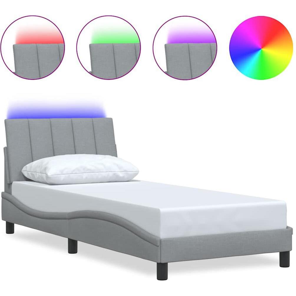 VidaXL, Bett, Bettgestell ohne Matratze Hellgrau 90x200 cm Stoff Bettrahmen (90 x 190 cm)