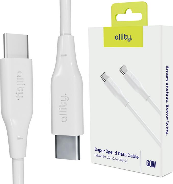 Image du produit Allity cable AUC-02 USB-C - USB-C 2.0 m 60W white (2 m, USB 2.0, 60 W)