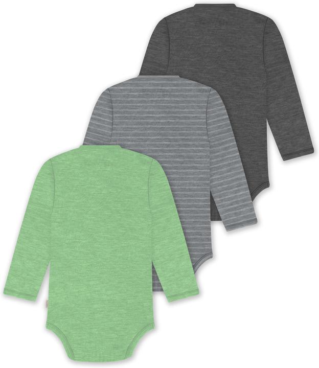Actual product image Normani Set of 3 baby body wrap long sleeve toddler bodysuit made from merino wool - 9357 (80)