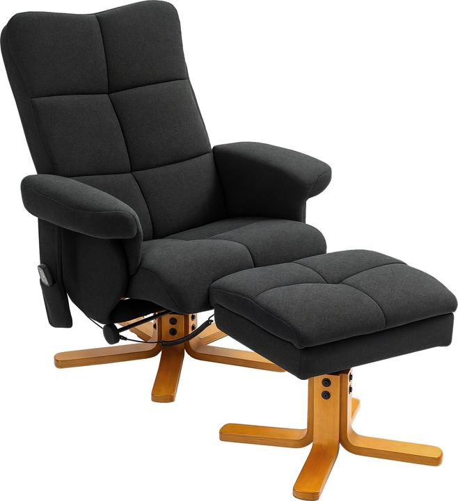 Actual product image Homcom Relaxsessel mit Fusshocker Polyester, Schaumstoff Schwarz