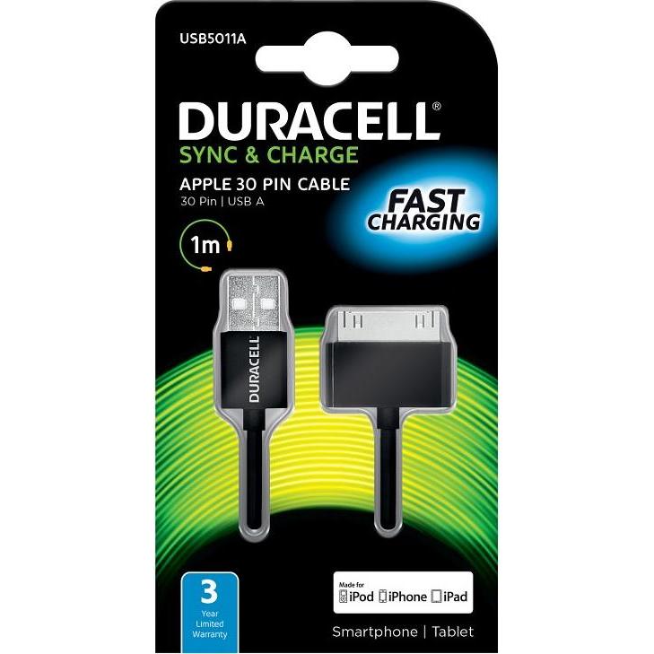 Thumbnail - Duracell Sync/Charge Cable 1 Metre Black (1 m), USB Kabel