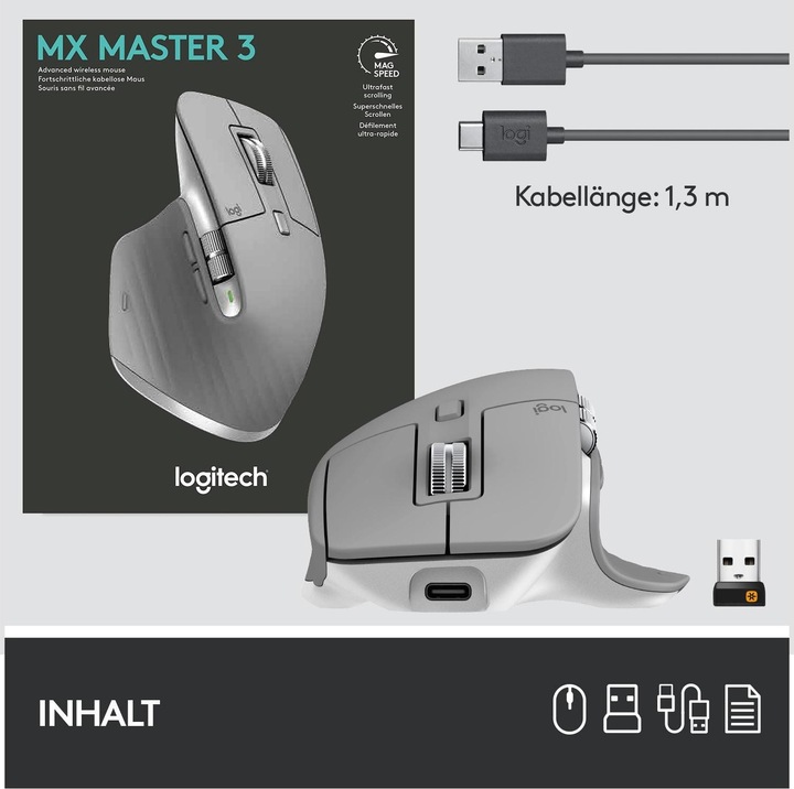 Immagine prodotto Logitech MX Master 3 (Senza fili)