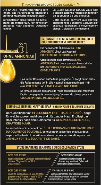 Nutritional values and ingredients Syoss Oleo Intense (5-92)