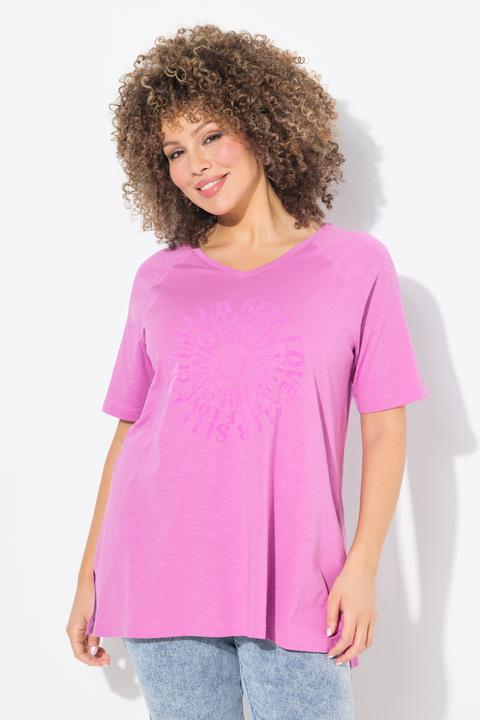 Immagine prodotto Ulla Popken T-shirt con stampa floccata, scollo a V e mezze maniche raglan (62)