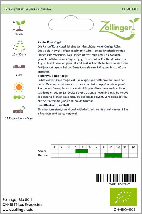 Actual product image Zollinger Bio Beetroot, Red ball