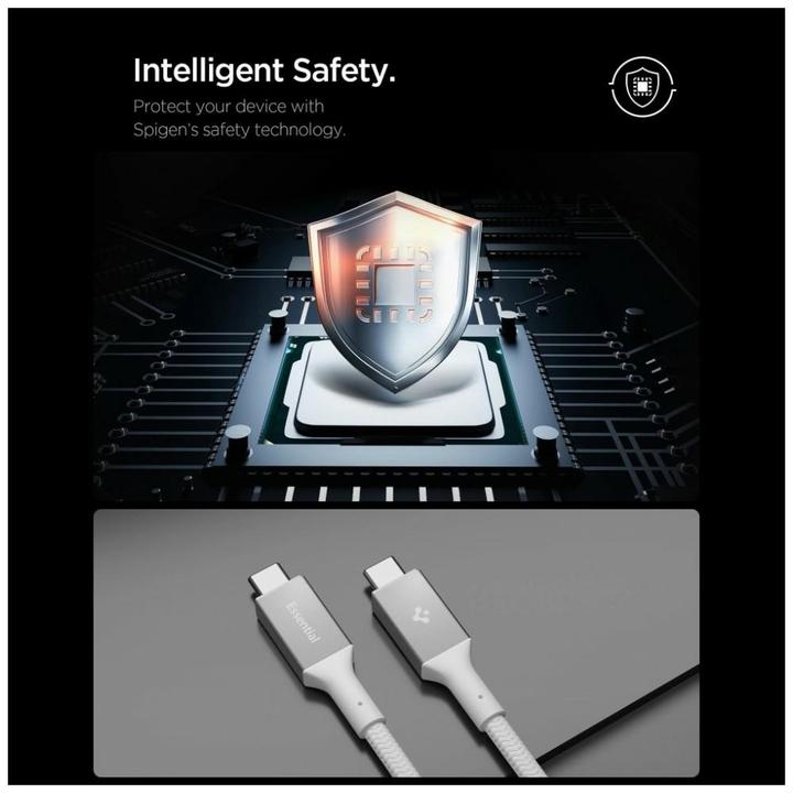 Produktbild Spigen Kabel EB10015CC Essential USB-C 100W 1.5m biały (1.50 m, USB 3.2 Gen 1, 100 W)