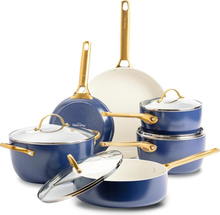 Produktbild Greenpan Padova Oxford Blue 10-delige Pannenset met keramische antikleeflaag (CC008493001) (24 cm, Bratpfanne, Kochtopf, Pfannenset + Topfset, Aluminium)