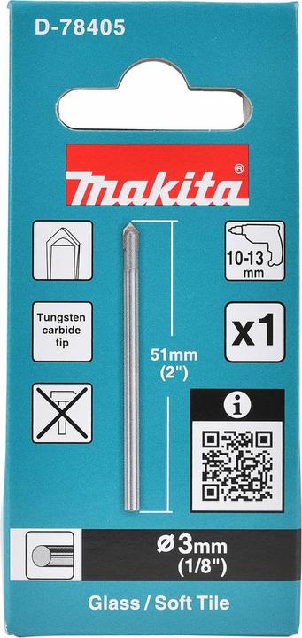 Actual product image Makita Glasbohrer 3x51 mm - D (3 mm)